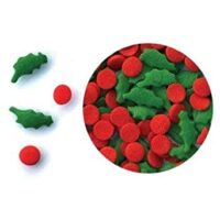 Holly Berries and Leaves Sprinkles/Quins, 2.5 Ounces