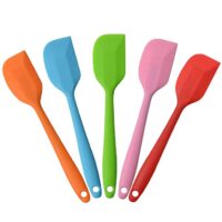 MOACC Silicone Spatula Heat Resistant Non-Stick Flexible Rubber With Solid Stainless Steel Kitchen Essential Gadget Small Premium Scraper Spoon Set of 5 (Random Color)