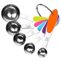Fsdifly-Stainless Steel Measuring Spoons 5 Piece Stackable Set - Measuring Set for Cooking and Bakin