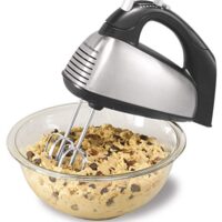 Hamilton Beach Classic 6-Speed Electric Hand Mixer with Snap-On Storage Case, Brushed Stainless, Traditional and Wire Beaters, Whisk (62650)