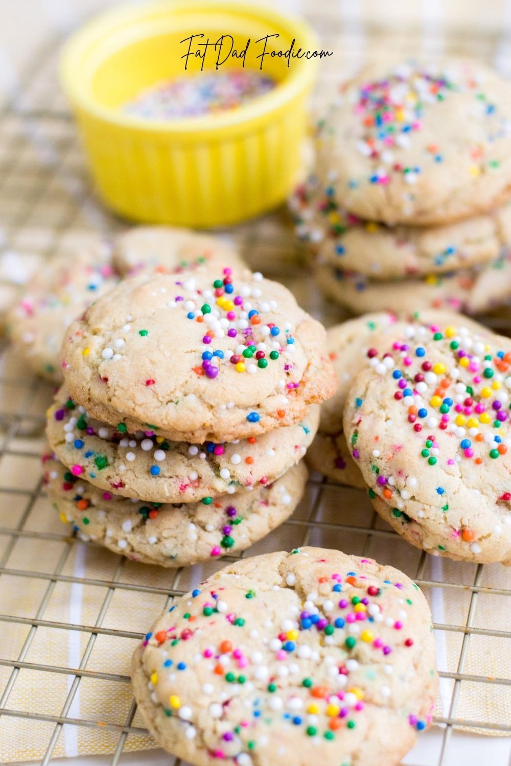 confetti cookies on cooking rack