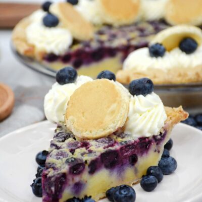 closeup of blueberry pancake pie recipe