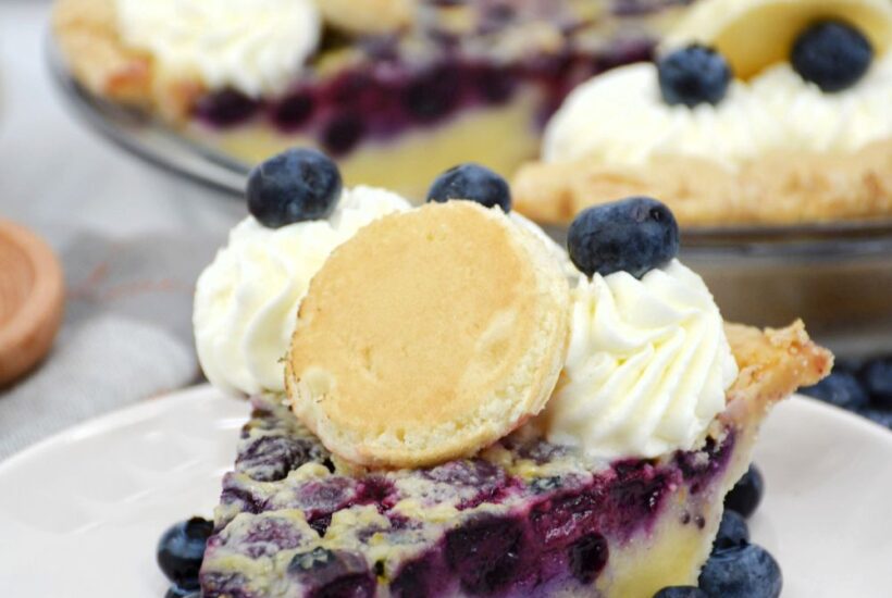 closeup of blueberry pancake pie recipe