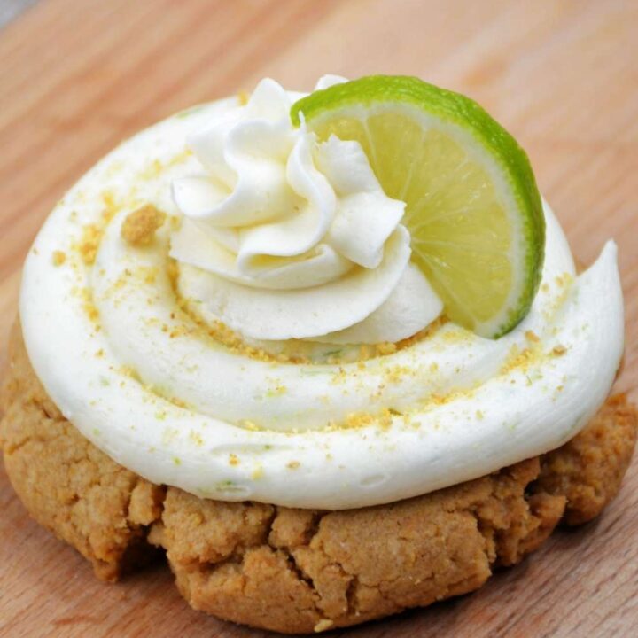 crumbl key lime cookie with whipped cream and lime