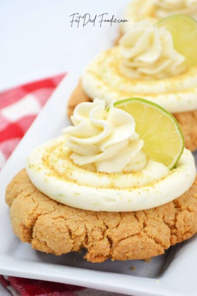 copycat crumbl key lime cookies on a tray