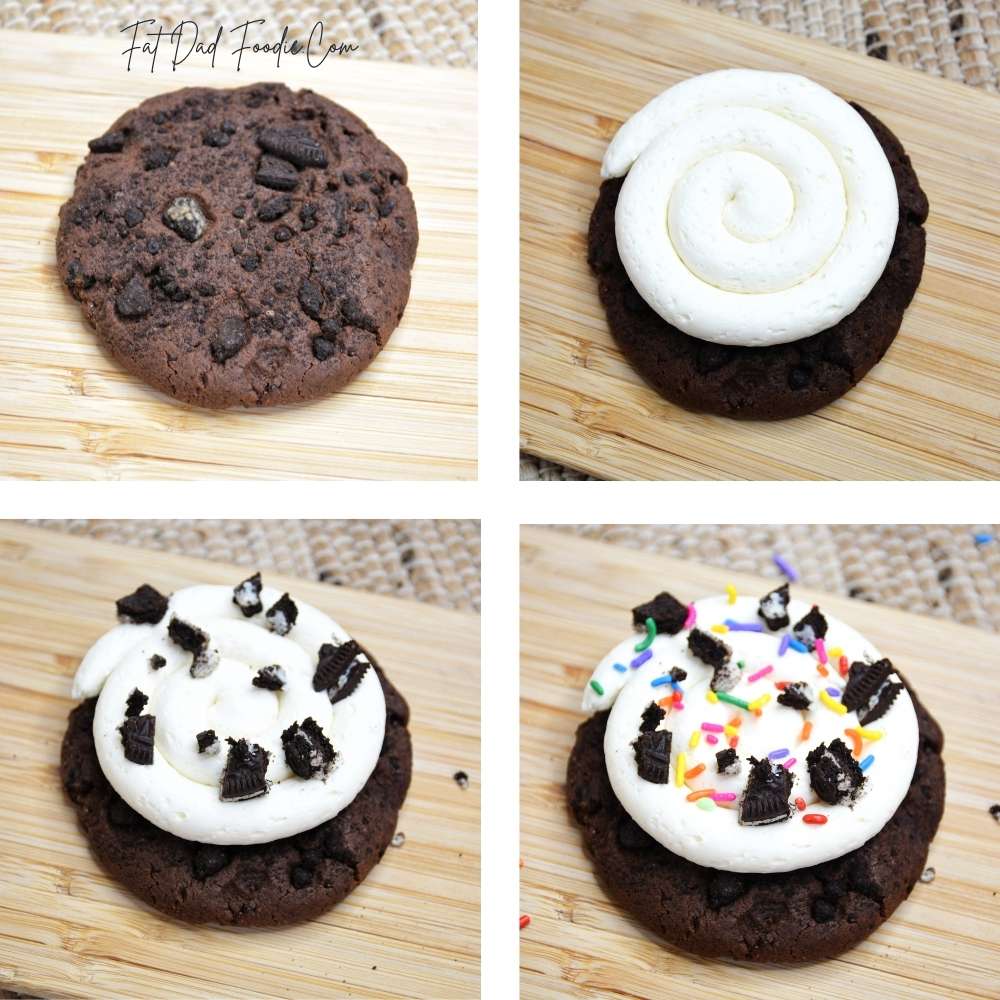 oreo birthday cookie in process steps