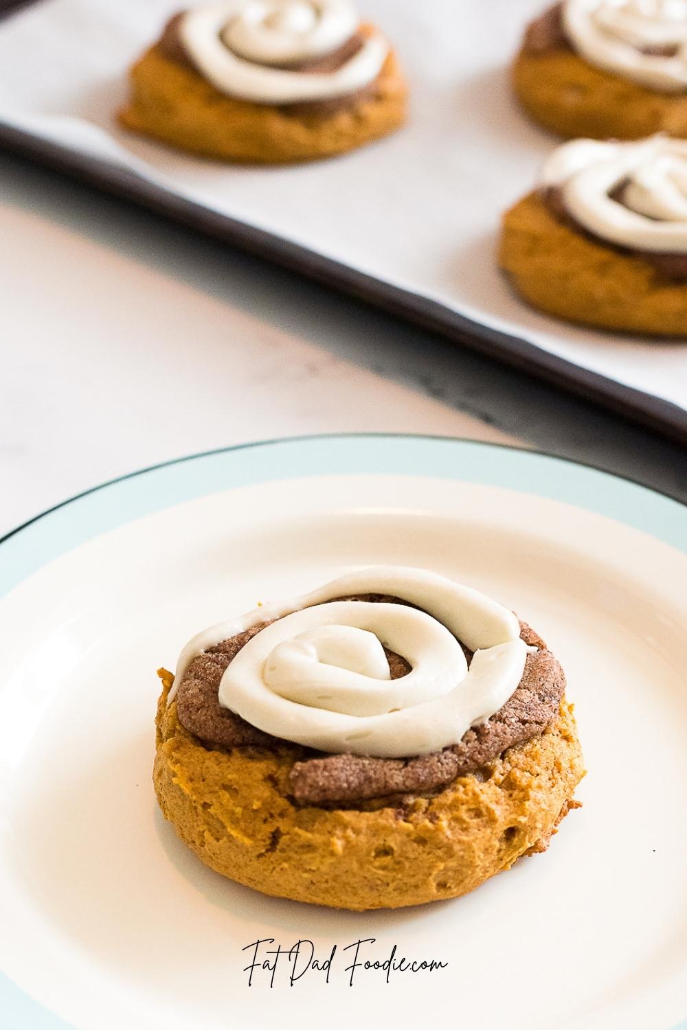 crumbl pumpkin roll cookie recipe single on plate