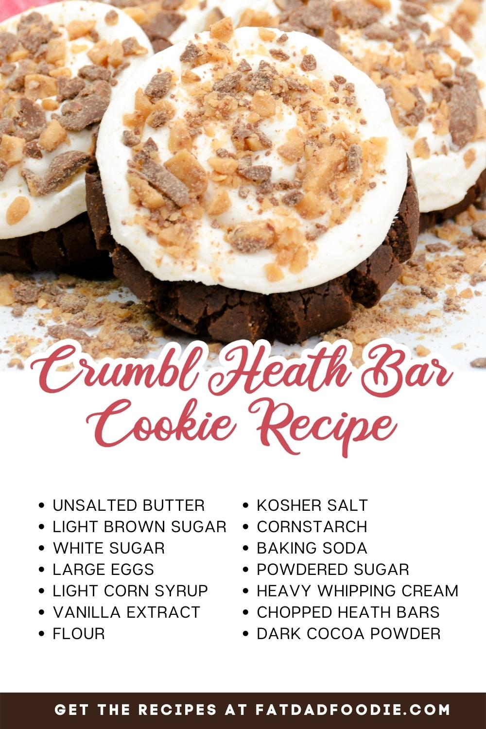 crumbl heath bar cookie recipe with ingredients
