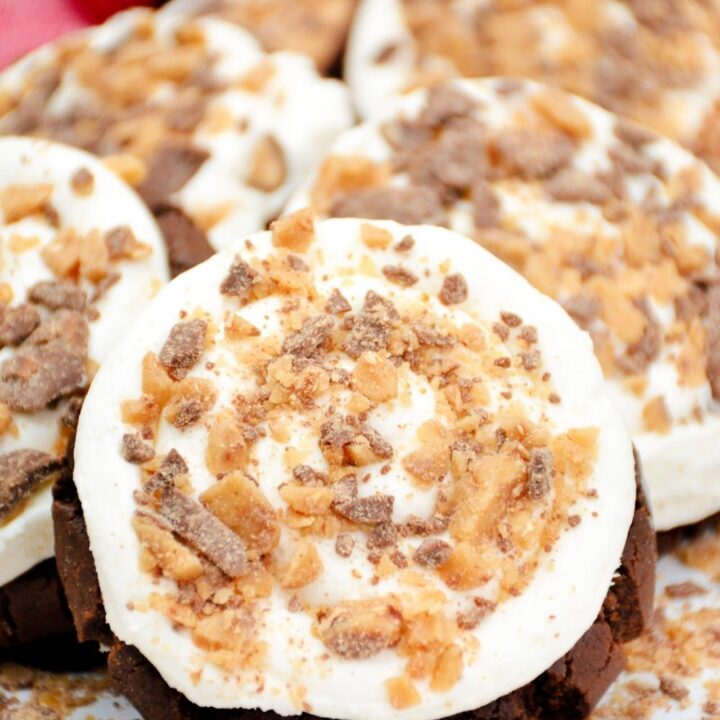 crumbl heath bar cookie with candy crumbs