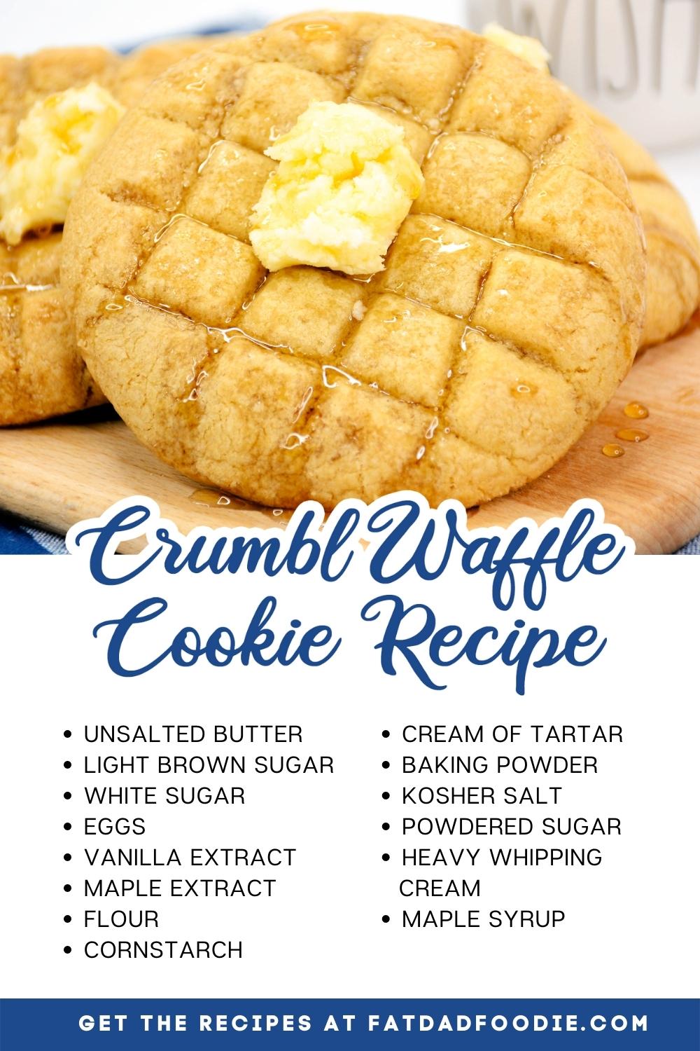 Crumble Waffle cookie recipe with ingredients
