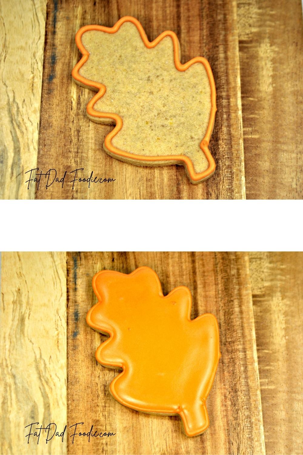 cut out fall leaf cookies in process