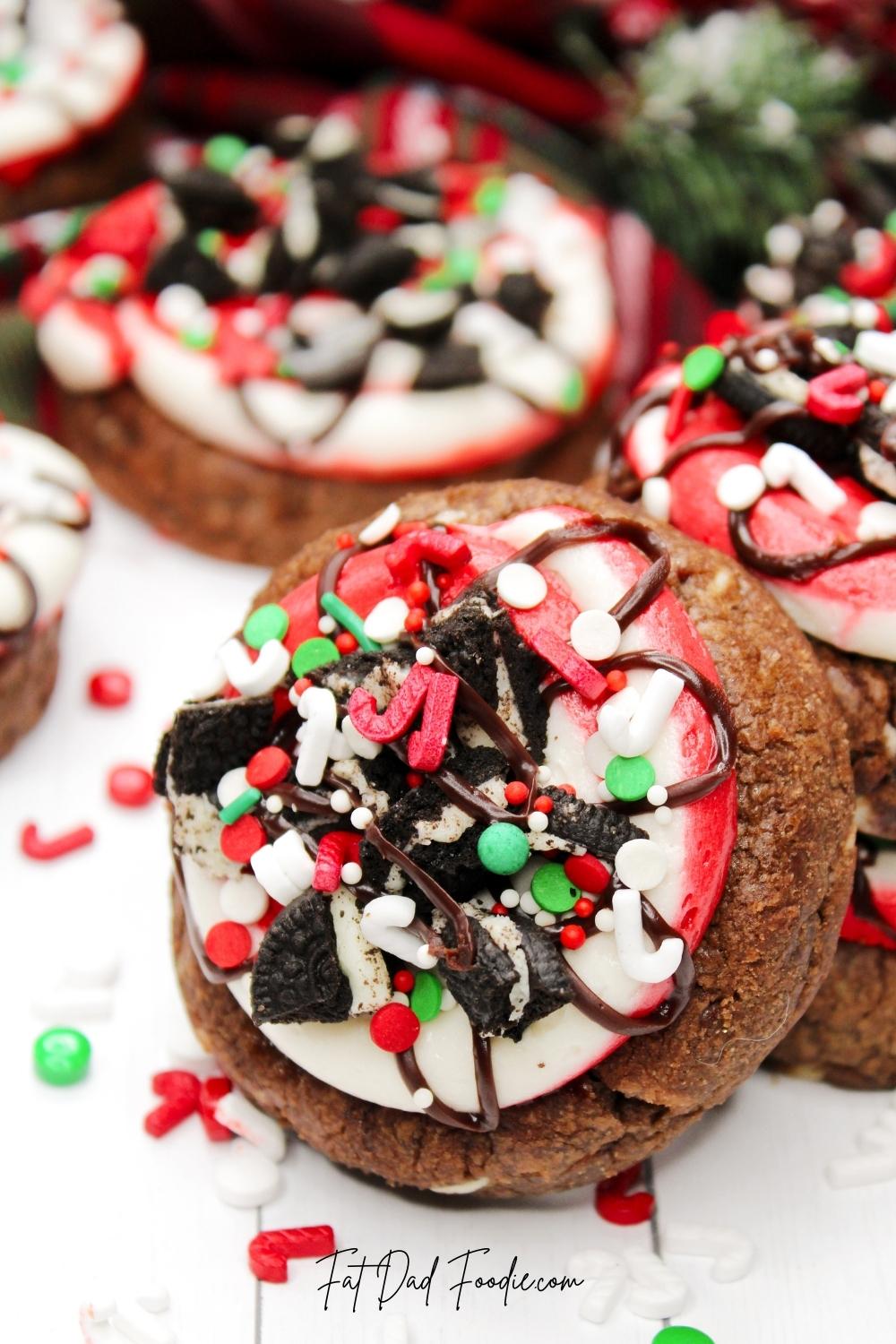 Christmas Oreo Peppermint Cookies under tree