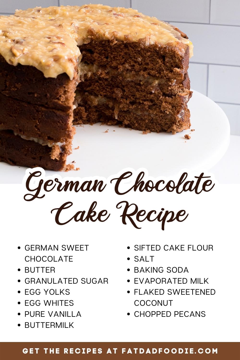 german chocolate cake recipe ingredient list