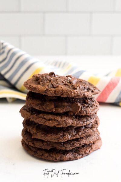 crumbl brownie batter cookie with colorful towel