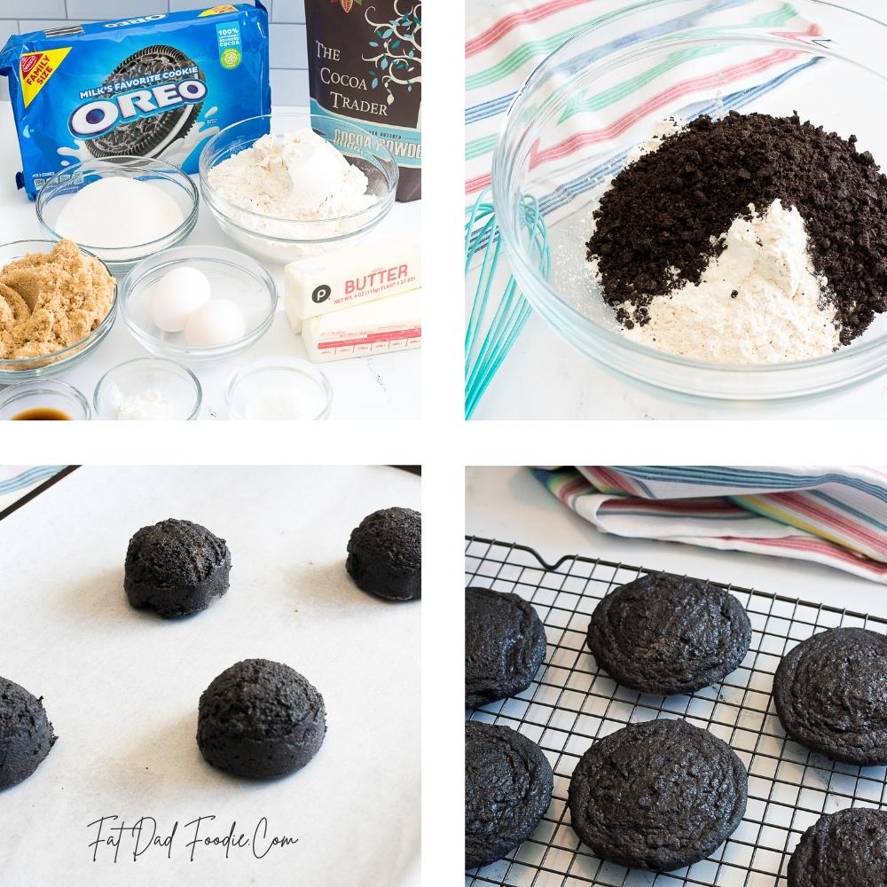 oreo crumbl cookie in process
