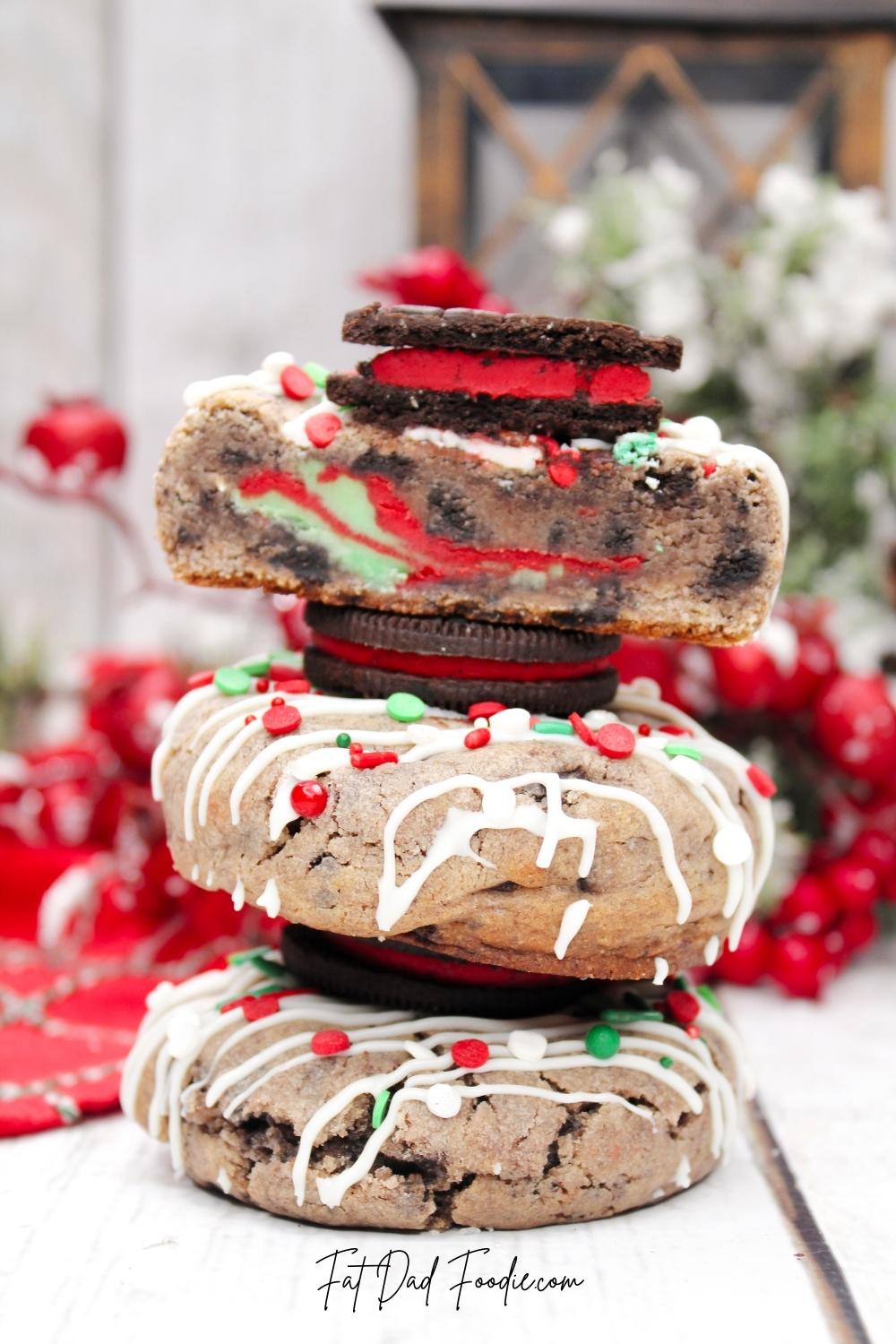 iced christmas oreo cookie recipe stack