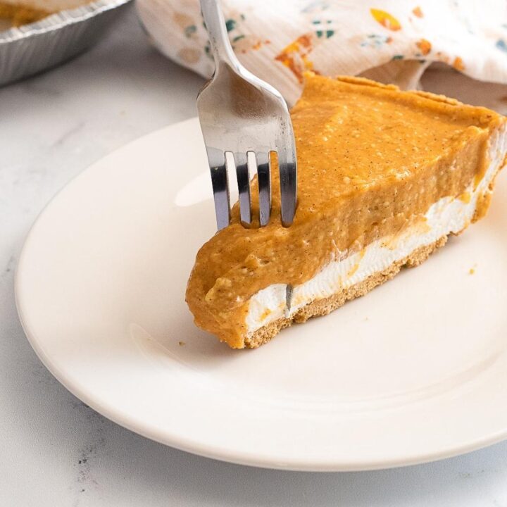 double layer pumpkin pie forked
