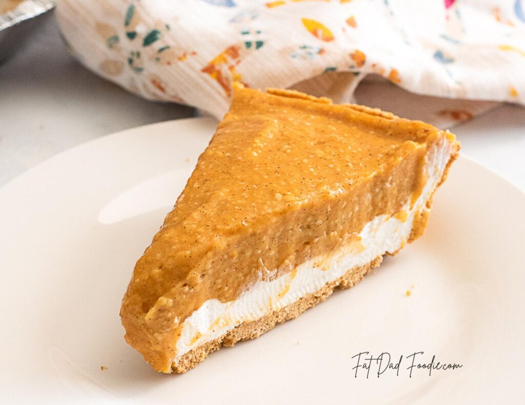 double layer pumpkin pie on plate