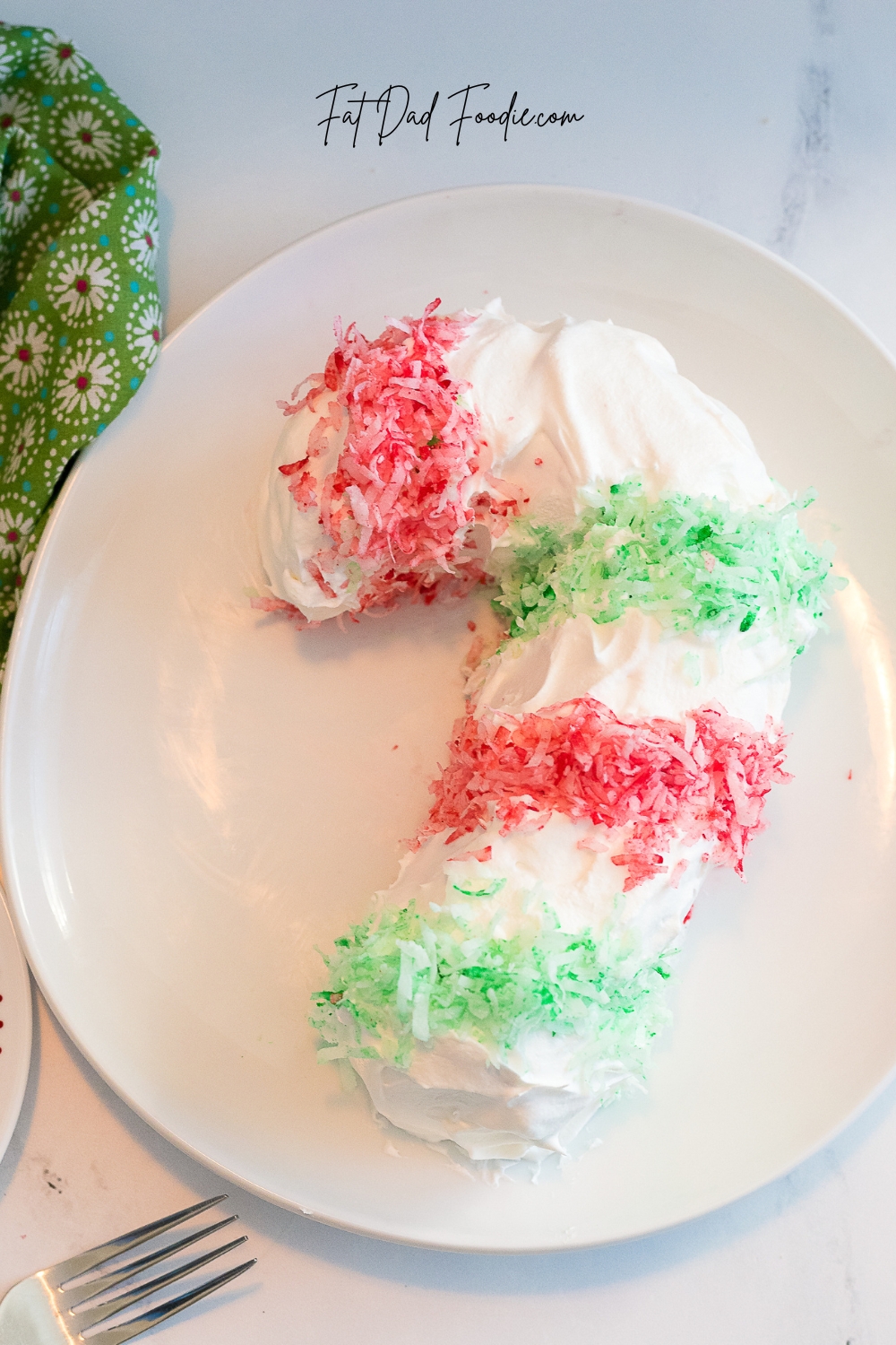 candy cane cookie cake with green towel