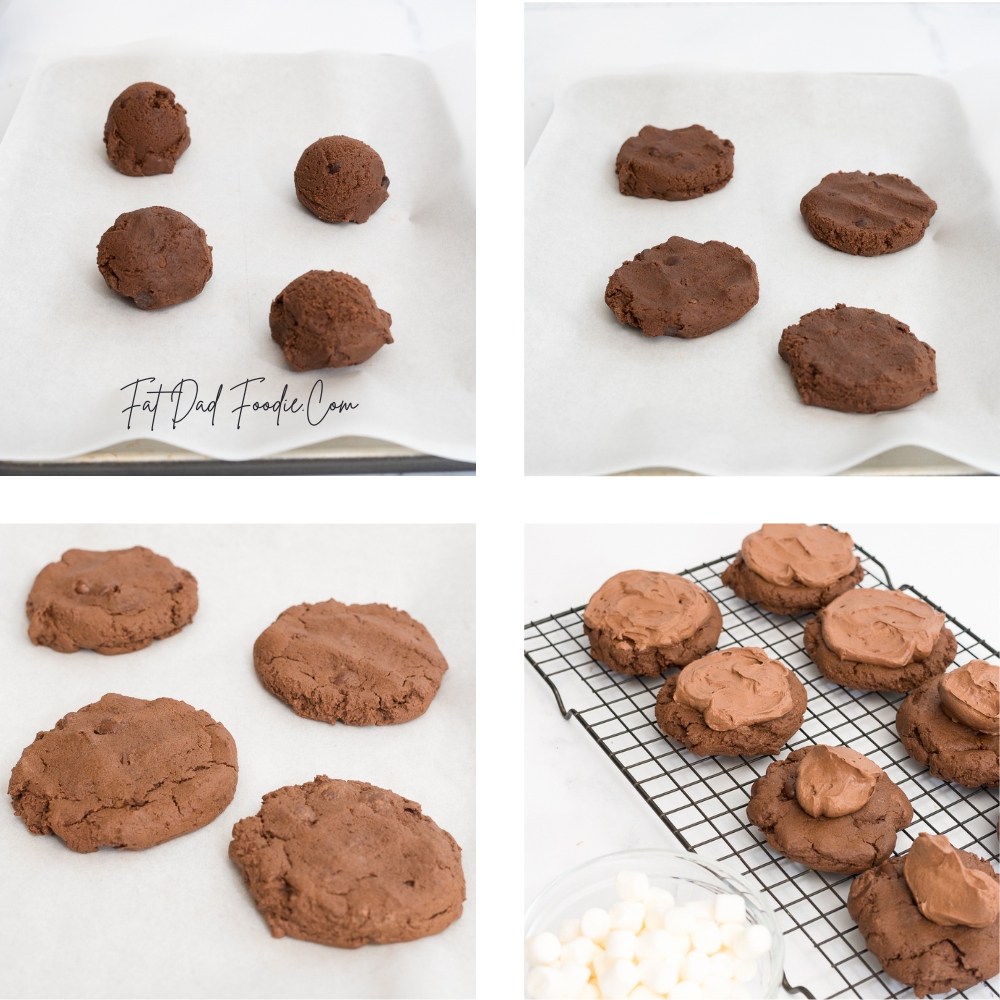 crumbl hot chocolate cookie in process cooling rack