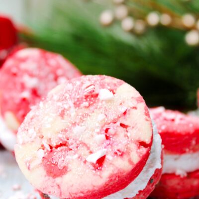 peppermint sandwich cookie recipe with gold berries