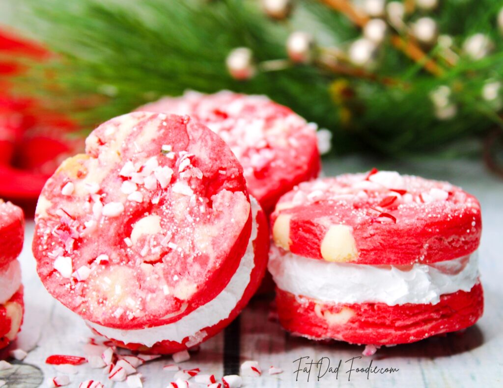 peppermint sandwich cookie recipe with greenery