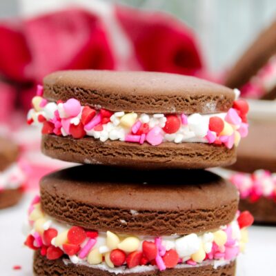 Valentine Chocolate Sandwich Cookie Recipe stacked
