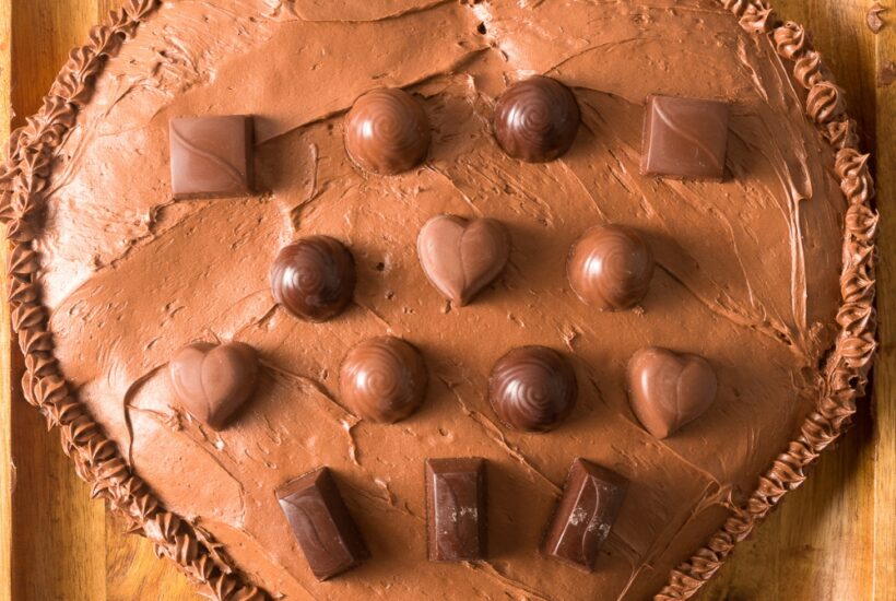 heart shaped chocolate candy cake whole