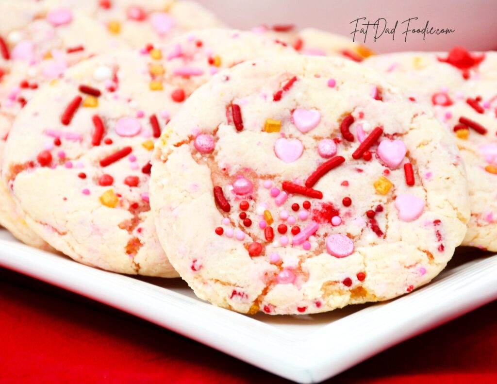valentine sprinkle cookie recipe closeup
