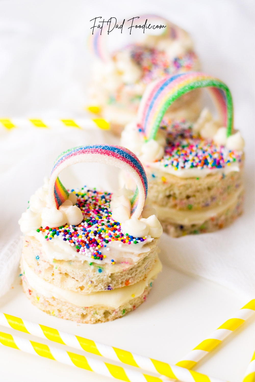 rainbow mini cakes closeup