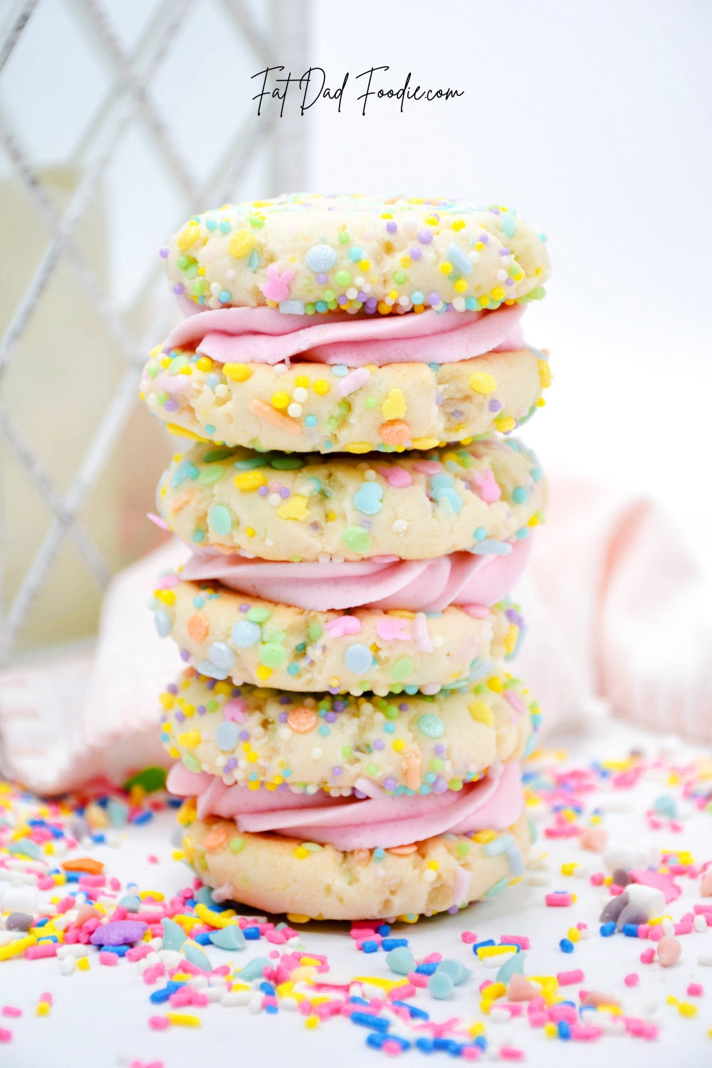 easter sandwich cookies stacked