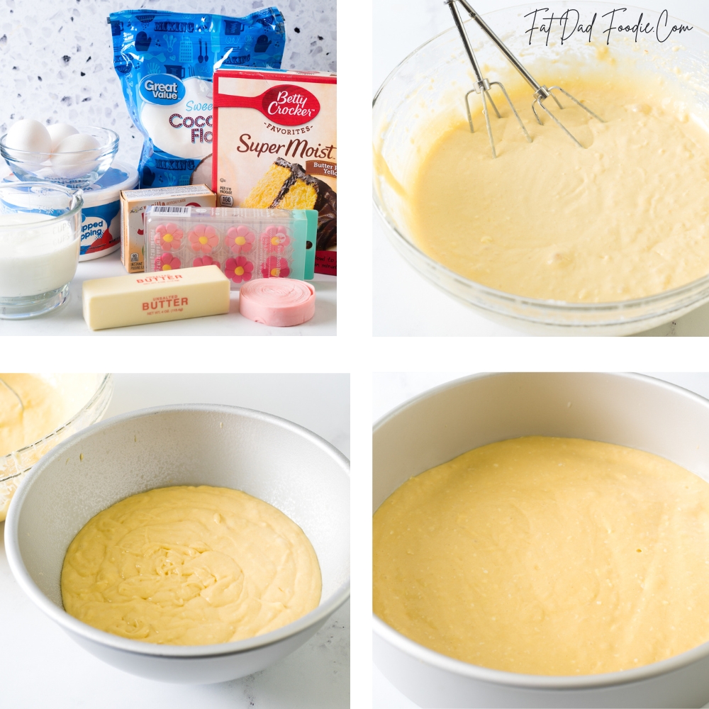 easter bonnet cake recipe in process ingredients