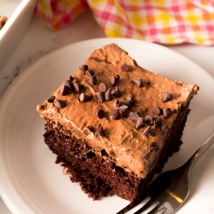 Ultimate Chocolate Poke Cake closeup