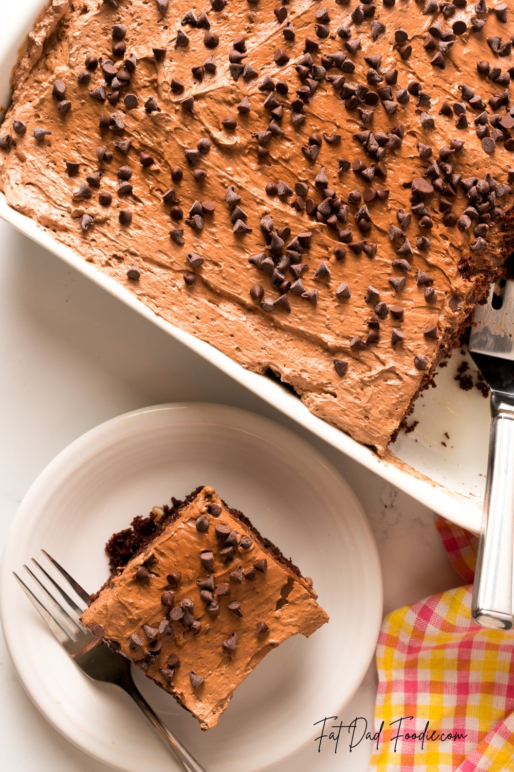 ultimate chocolate poke cake plate and pan
