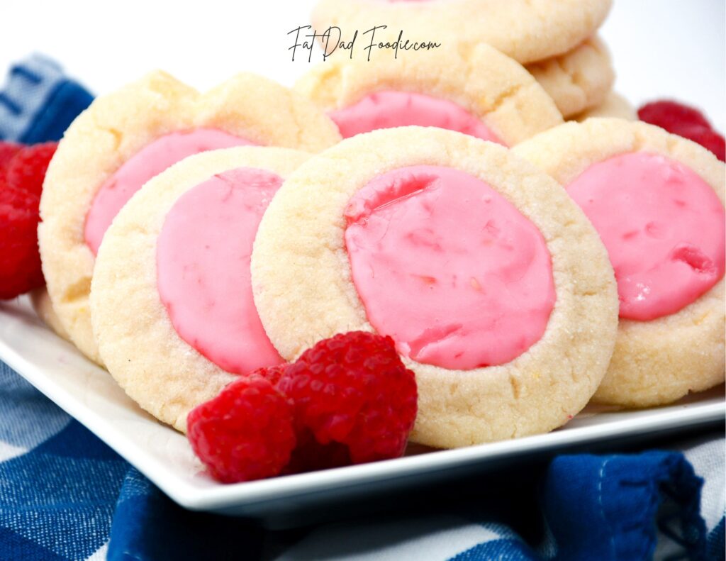 raspberry thumbprint cookies with fresh berries