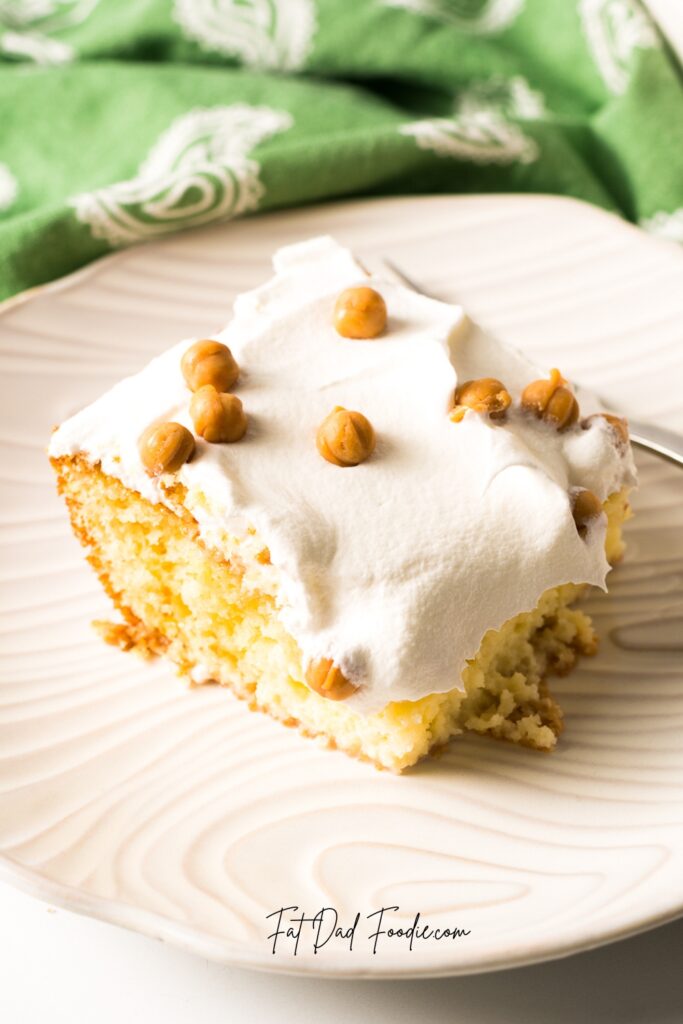 vanilla poke cake recipe closeup
