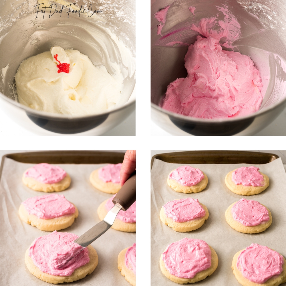 crumbl sugar cookie recipe in process frosting